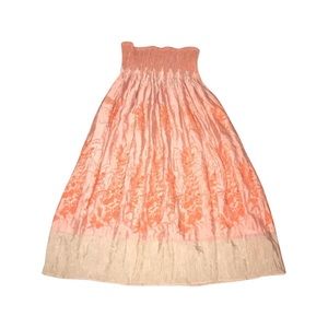 Orange floral midi skirt